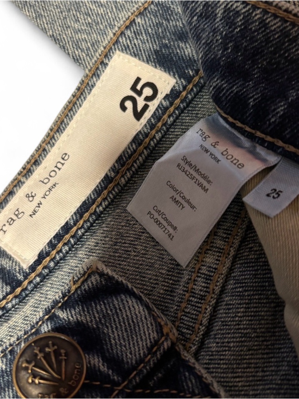Rag and Bone Harlow Mid Rise Ankle Straight 25 Amity NWT - Picture 5 of 8